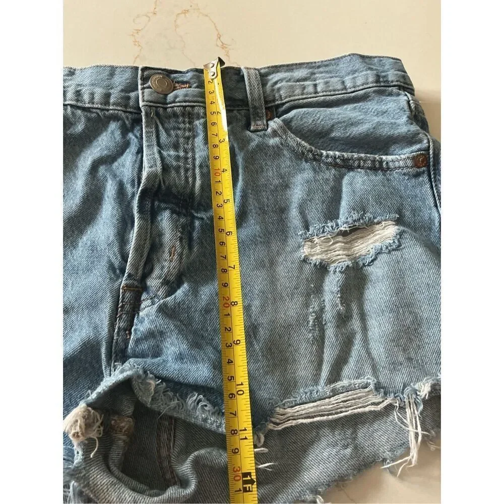 Aeropostale Boyfriend Denim Short Sz 10 Stretch Destroyed Button Fly